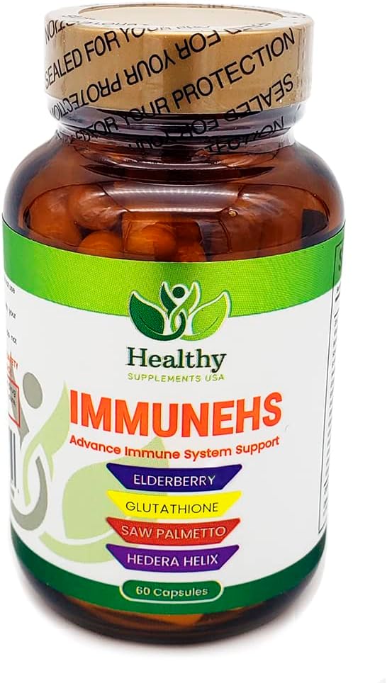 Advance Immunsystem Support - Elderberry, Glutathione & Zink Immunity Boost - Økologisk Elderberry, C-vitamin & Keto Friendly - Saw Palmetto & Hedera Helix