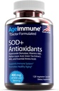 Antioxidanter Complex Sund Aging Supplement - 400mg Superoxide Dismutase - Alpha Lipoic Acid - Green Tea Extract - L- Arginin - Lysin - AKG - Vitamin A og E til immunsupport- 120 kapsler