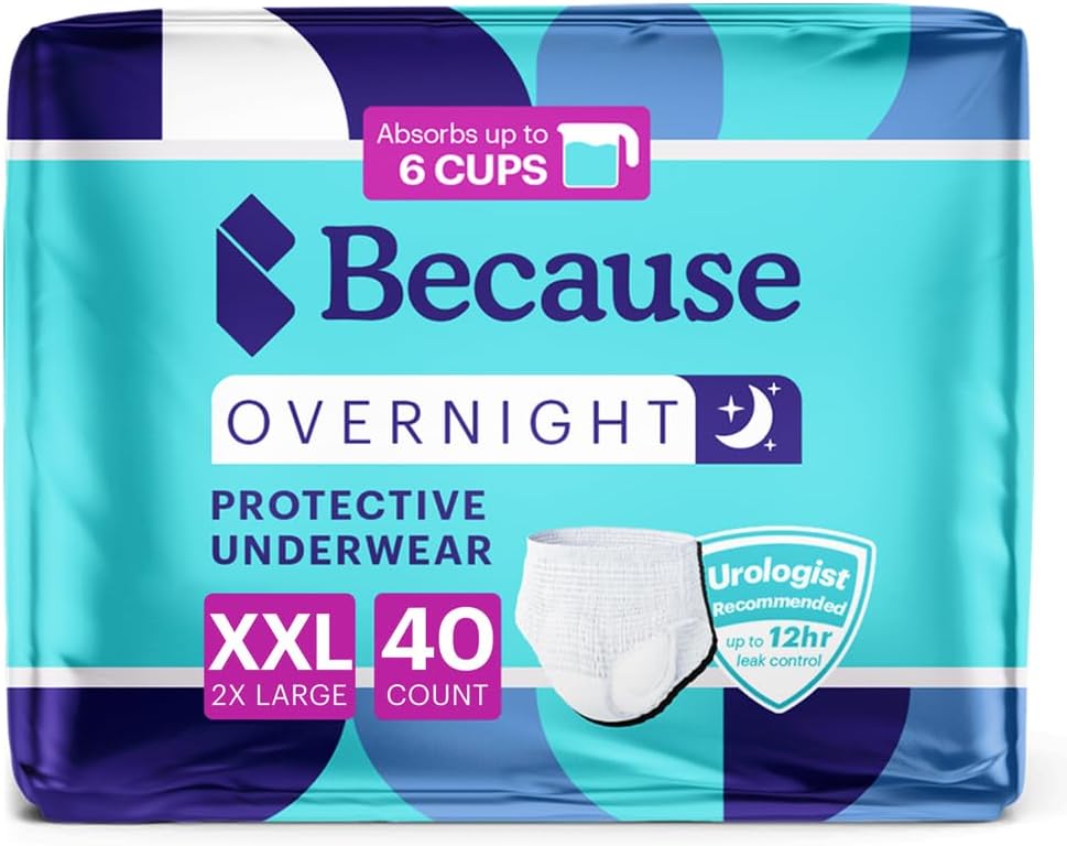 Fordi Overnatning Absorbency Pull Ups - Adult Disponibel Inkontinens Undertøj, Ekstra Absorbent Nattebrokker til mænd og kvinder, Hvid, XXLarge, 40 Greve (4 pakker med 10)