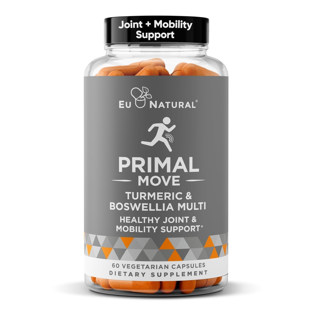 Primal Joint & Mobility Support - Avanceret Joint Support for Kvinder og Mænd - Gurkemeje, Boswellia, Ginger og Bor til Whole- Body Fleksibilitet, Fælles Sundhed & Comfort - 60 Veg bløde kapsler
