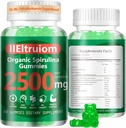 Organic Blue Spirulina Chlorella Gummies, 13- in-1 Super Greens & Superfoods, Spirulina 2500mg Forbedret daglig energi med Sea Moss, Chlorophyll, GLA, Gluten Free, 60 Vegan Gummies