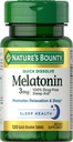 Naturens Bounty Melatonin, fremmer afslapning og søvn, 100% Drug Free Sleep Aid, 3 mg, 120 Quick Opløs tabletter