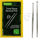 Airgoesin 2pcs Tonsil Stone Removal Pick Tonsillolith Premium værktøj Rustfrit stål Oral Cleaner med 10 Soft Silicone Caps