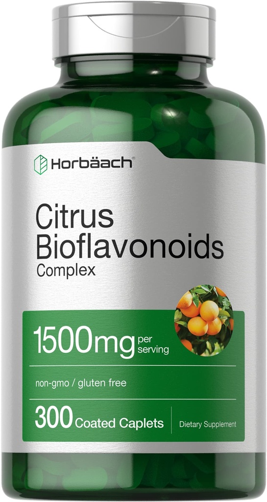 Horbäach Citrus Bioflavonoids Supplement- 124; 1500mg - 124; 300 Caplets - 124; Vegetarisk, non- GMO, og Gluten Free Formel 124; Værdi størrelse