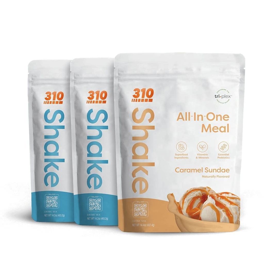 310 Nutrition - All- In- One Meal Erstatning Shake - Ny formel med Fiber Rich Vegan Superfood Blend - Natural Sweeteners - Low Carb Shake, Keto & Paleo Friendly - Gluten Free - 26 essentielle vitaminer og mineraler - Triple Flavor Pack