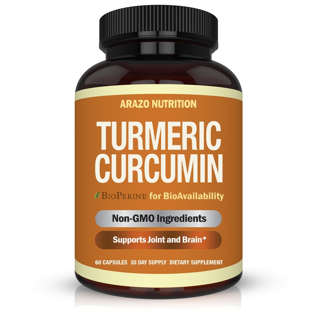 Arazo Nutrition Gurkemeje Curcumin med BioPerine 1300mg med sort peber - fælles støtte kosttilskud - 100% urteagtige rodkapsler