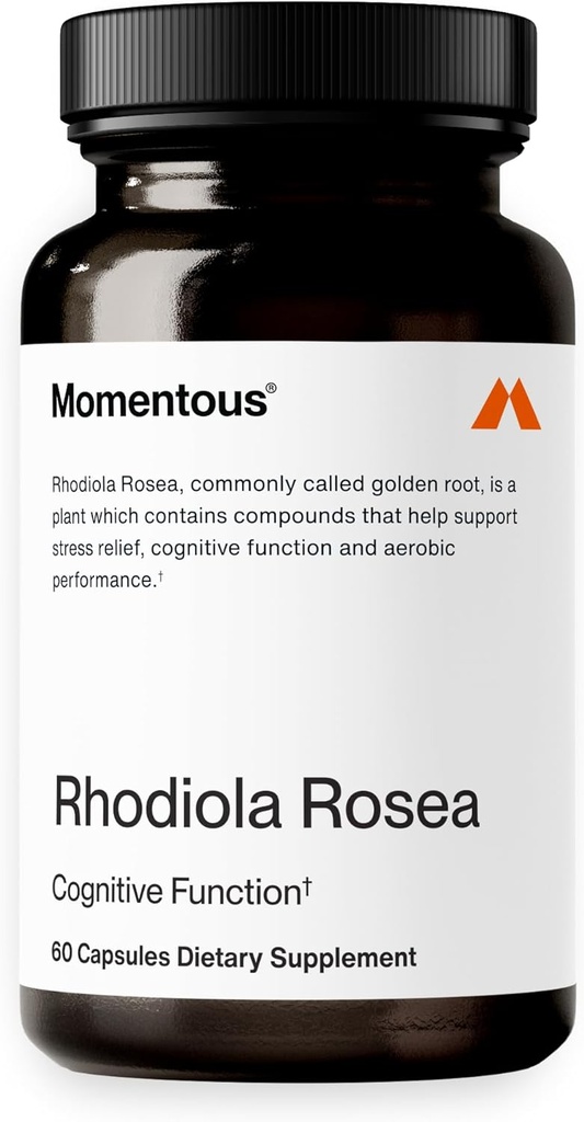 Momentous Rhodiola Rosea Supplement - Adaptogen supplement til Cognition, Træthed, & Stress Support - Rhodiola Rosea Root Extract - NSF Certified for Sport - GMO- & Gluten- Free - Vegan - 60 Servere