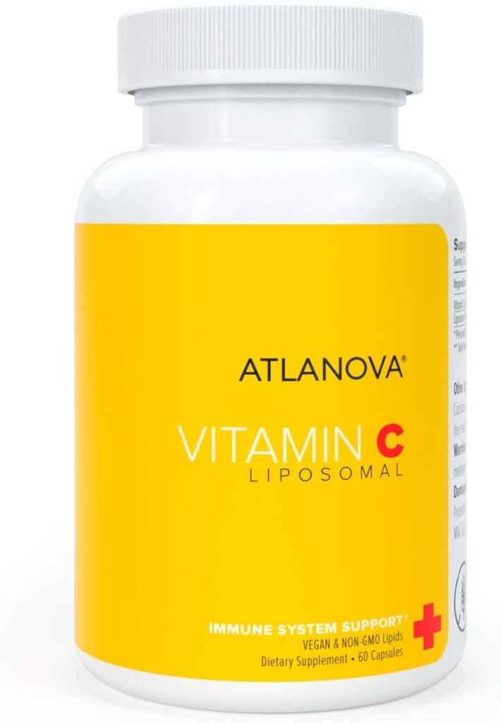 ATLANOVA True Liposomal Vitamin C 1000mg Kapsler Vegan Bedste naturlige ikke GMO Lavet i USA Antioxidant Maksimal Absorption Immunsystemet Support & Collagen Booster Liposome Lab Formel Supplement