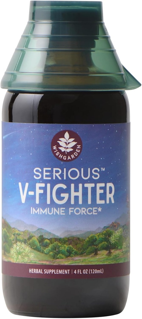 WishGarden Herbs Alvorlige V- Fighter - Plant- baserede Herbal Rapid immunforsvar & luftvejssundhed med OSHA & Goldenseal, Sodhes Aches & Irriterede Lungs, Understøtter Optimum Kropstemperatur, 4oz