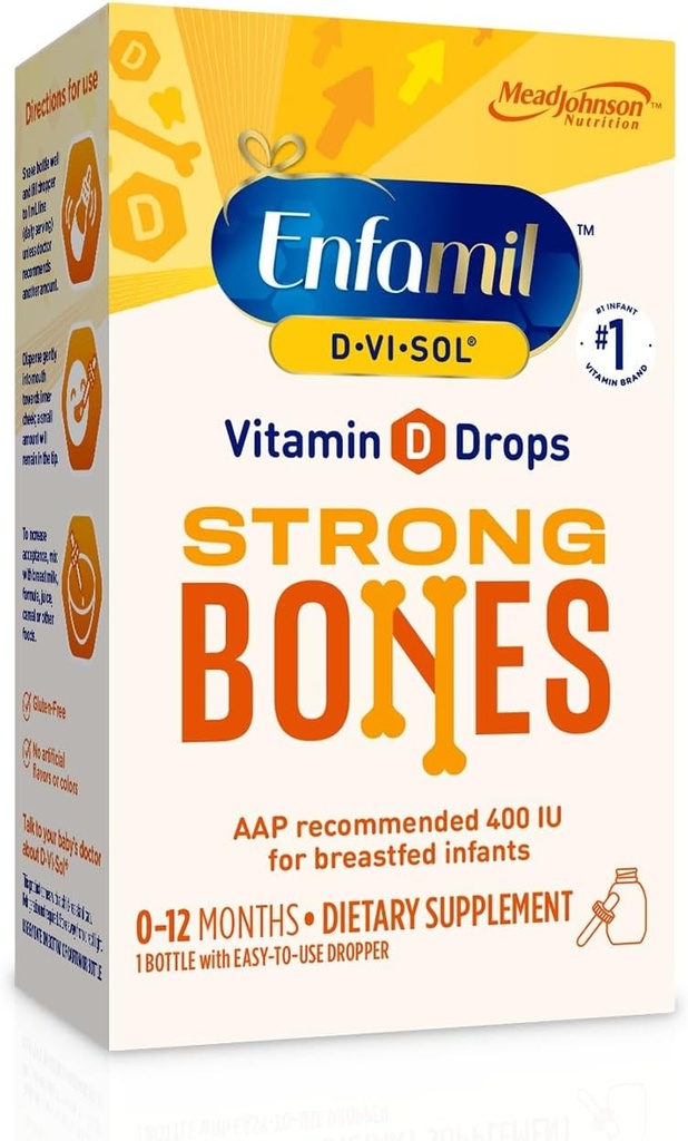 Enfamil D-Vi-Sol Vitamin D Supplement Drops 50 mL (Packs of 2)