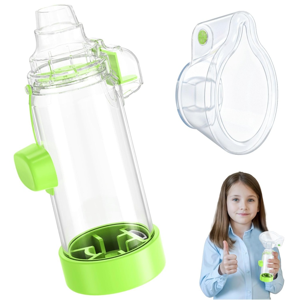 Soft Silicone Inhaler plads til voksne og børn - Sjov og Farverige Nessi OTC Spacer (Kids- Green)