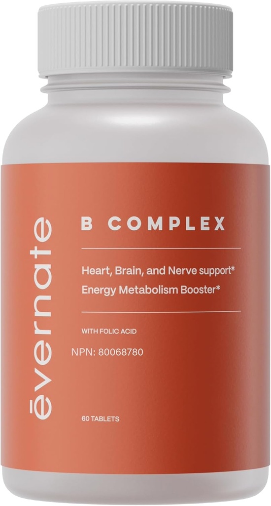 B Komplekset 124; Omfattende formel for B-vitamin fordele; Vitamin B1, B2, B3, B5, B6, B12, Biotin, folinsyre, cholin, & Inositol; Ikke GMO, Gluten Free