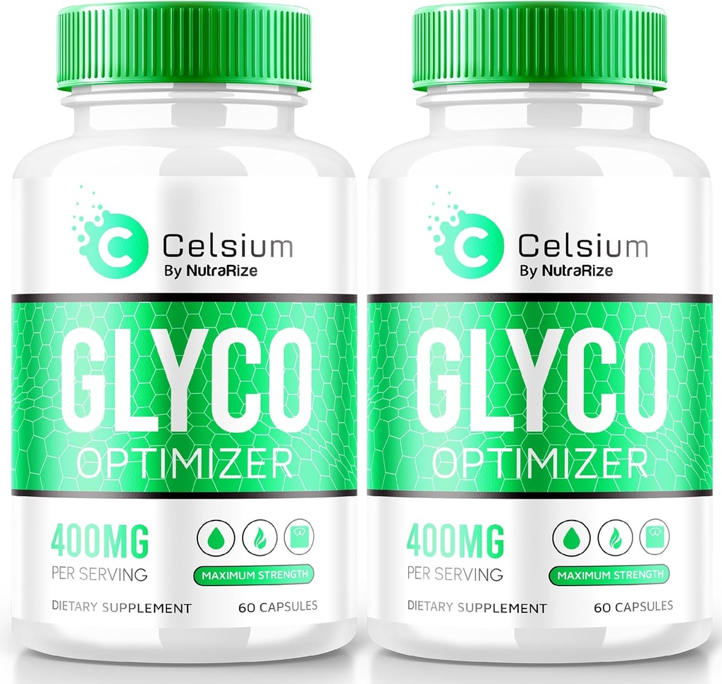 NutraRize (pakke af 2) Celsium Glyco Optimizer, Blood Flow Support, All- Natural Capsules to maintain Stable Levels, Herbal Plus Vitamin Formel for Samlet Sundhed, Officielle anmeldelser (120 Kapsler)