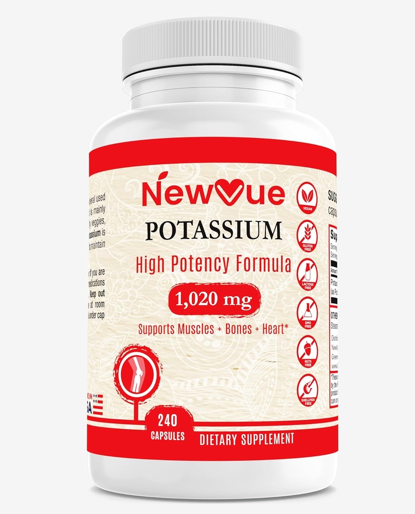 NewVue Kalium supplement, 1020 mg, 120 Servere, 240 hætter