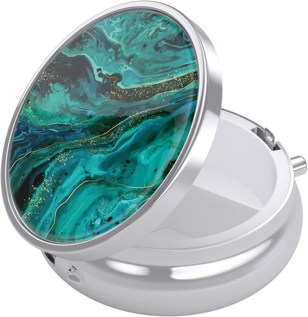 Nipichsha Pill Box, Lille Pill sag for purse & Pocket, Cute Travel Medicine Organizer, Portable Medicine Container Holder til at holde vitaminer, Medicin, Fish Oil & Supplement, Ocean Marble