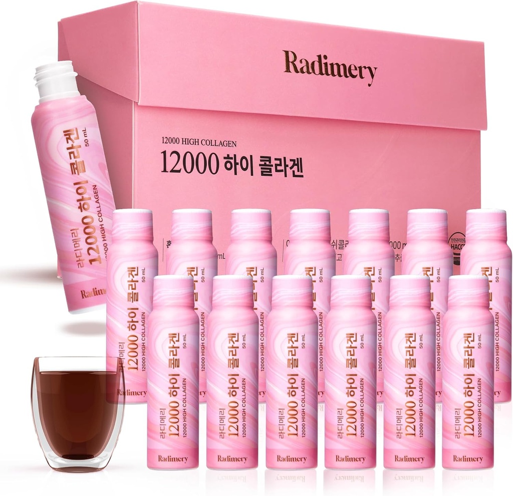 12000 Høj Collagen Væske (50ml x 14) - 12000mg med Hyaluronsyre, Elastin, og C-vitamin - understøtter sundt hår, smuk hud, negle, stærke knogler, og essentiel antioxidant (14ea)