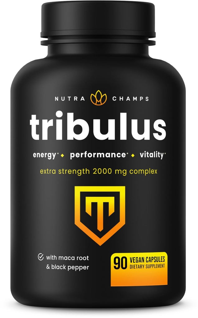 NutraChamps Tribulus Terrestris til mænd, 2000mg tillæg Booster for energi, Vitality, Stamina & Performance, ekstra styrke saponiner, 90 Veganske kapsler