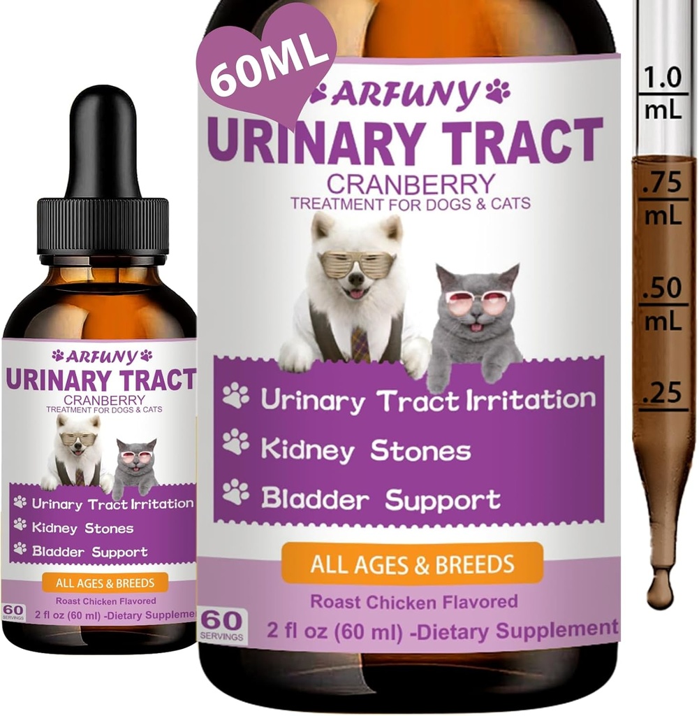 Kat & hund Urinary Tract Infektion Treatment - Support Bstige, Nyre & Inkontinens - Tranebær supplement til katte & Hunde - Pet UTI supplement - Pet Nyre Support - Roast Chicken Flavor