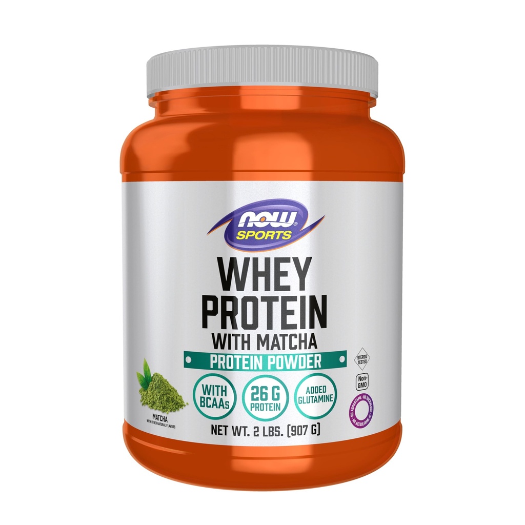 Now Sport Nutrition, Whey Protein, 24 G med BCAA, Matcha Powder, 2 - Pound