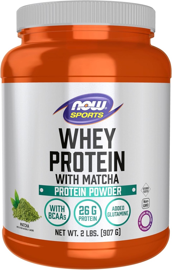 Now Sport Nutrition, Whey Protein, 24 G med BCAA, Matcha Powder, 2 - Pound