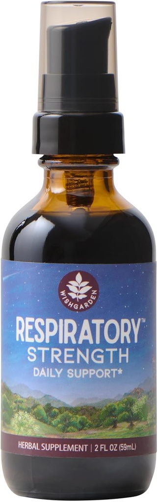 WishGarden Urter Respiratory Strength Daily Support - Plant- Based Herbal Lung Support Supplement med Organic Mullein & Elecampane, Understøtter Long- Term Lung Resilience og bedre Lung Effektivitet, 2oz