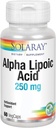 SOLARAY Alpha Lipoinsyre 250 mg - 60 VegCaps - Sund antioxidant Aktivitet og energistøtte - Non- GMO & Vegan