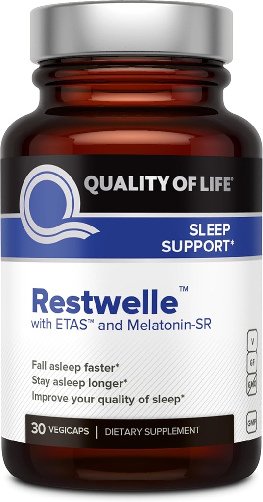 Livskvalitet - Restwelle - Premium Natural ETAS og Melatonin Supplement - Ikke groggy Formel med ETAS og Melatonin SR - Ikke Habit Forming - 30 kapsler