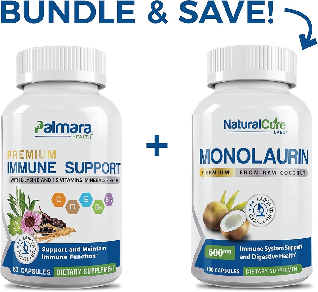 Naturlige Cure Labs Premium Monolaurin 600mg + immunforsvar