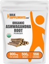 Bulkadditions.com Organic Ashwagandha Powder - Organic Ashwagandha Kosttilskud, Sourced from Ashwagandha Root - Gluten Free, 2g per Serving, 500g (1.1 lbs) (Pack of 1)