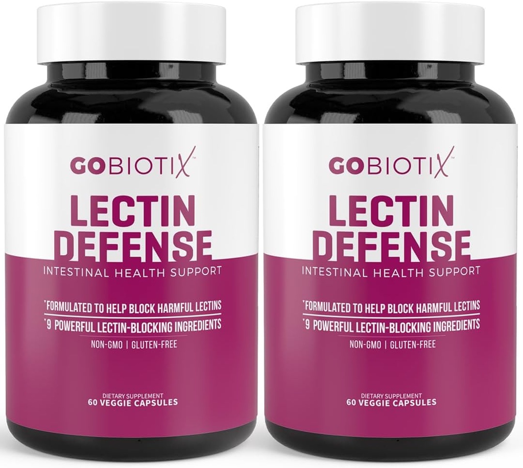 GOBIOTIX Lectin Defense - Lectin Blocker Supplement for Leaky Gut med MSM og fordøjelsesenzymer - Aids in Intestinal Health for Women and Men - Non- GMO + Gluten Free - 60 Kapsler (2)