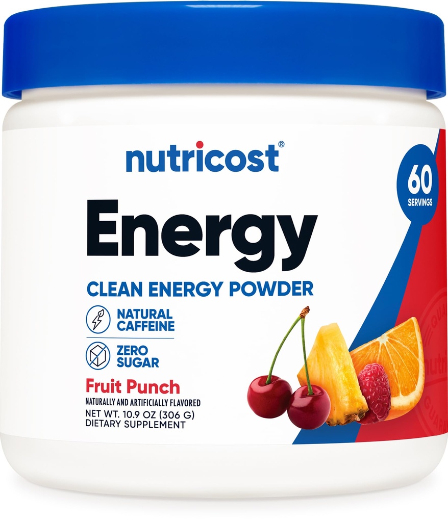 Nutricost Energy Complex (Fruit Punch) (60 Servere) - Clean Energy Powder, 300g Kosttilskud