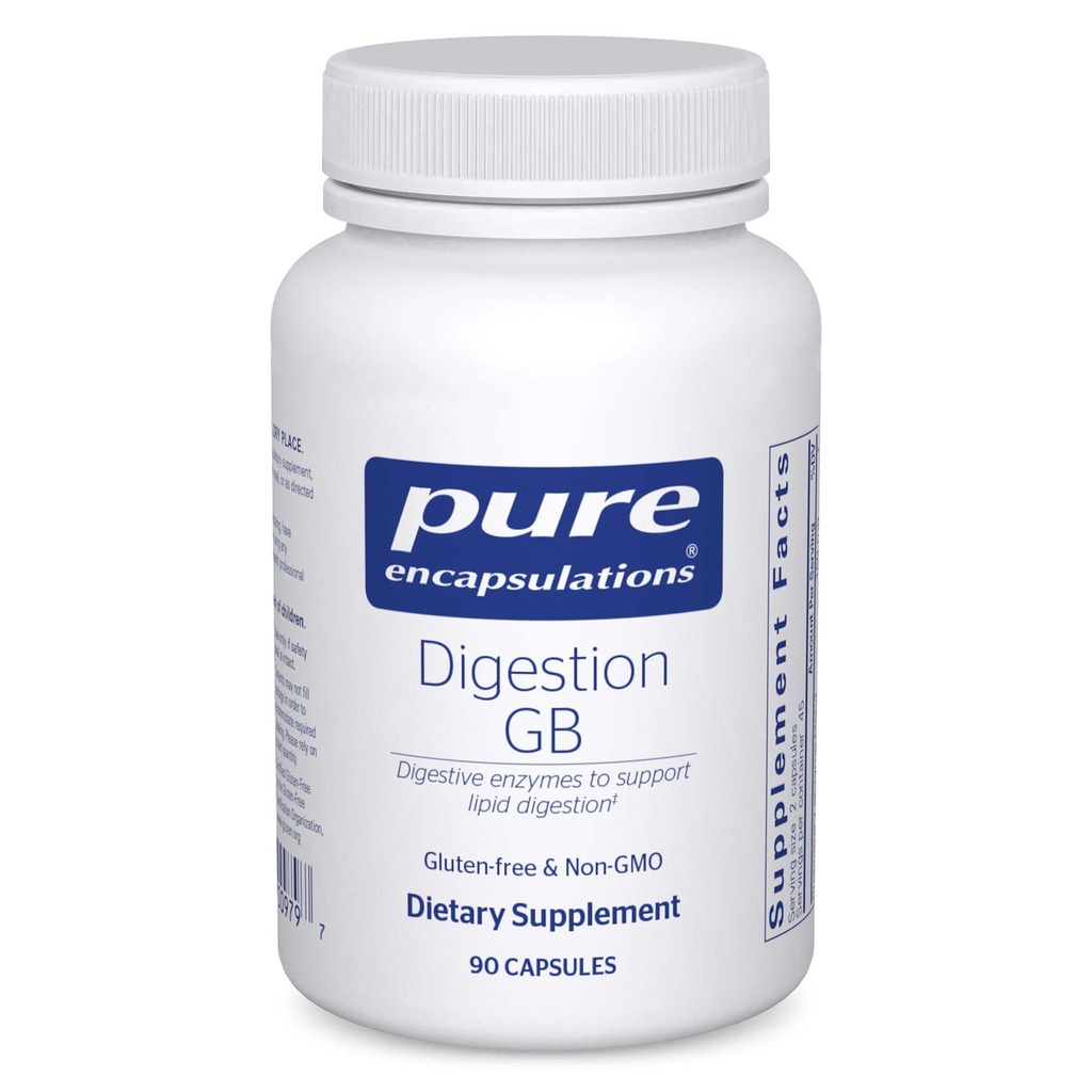 Pure indkapslinger fordøjelse GB - fordøjelsesenzymer supplement - for Gallblære Support & Gut Sundhed * - med Bile Salts & fordøjelsesenzymer Blend - Gluten Free & Non- GMO - 90 Kapsler