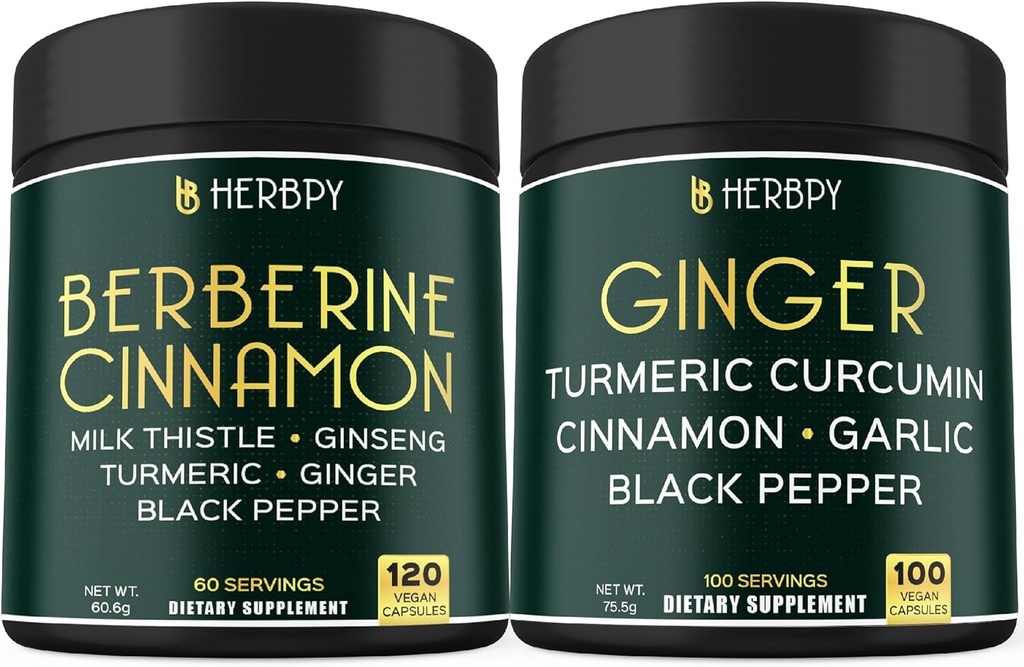 Bundle 7in1 Berberine HCl & 5in1 Ginger Supplement - Support Immun, fordøjelse og hjerte sundhed