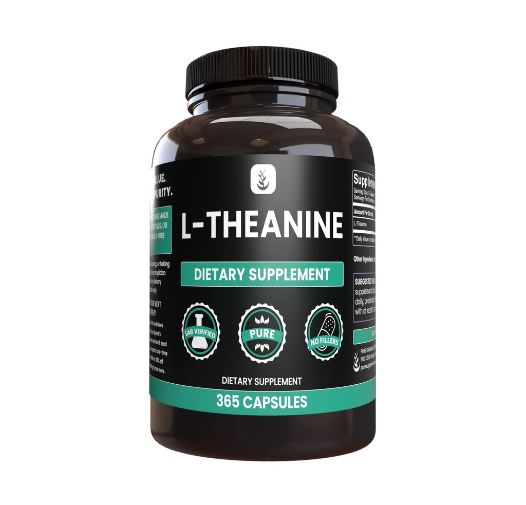 Pure Original Ingredients L- Theanin (365 kapsler) Aminosyre, Ingen Magnesium eller Rice Filler, Lab Verified
