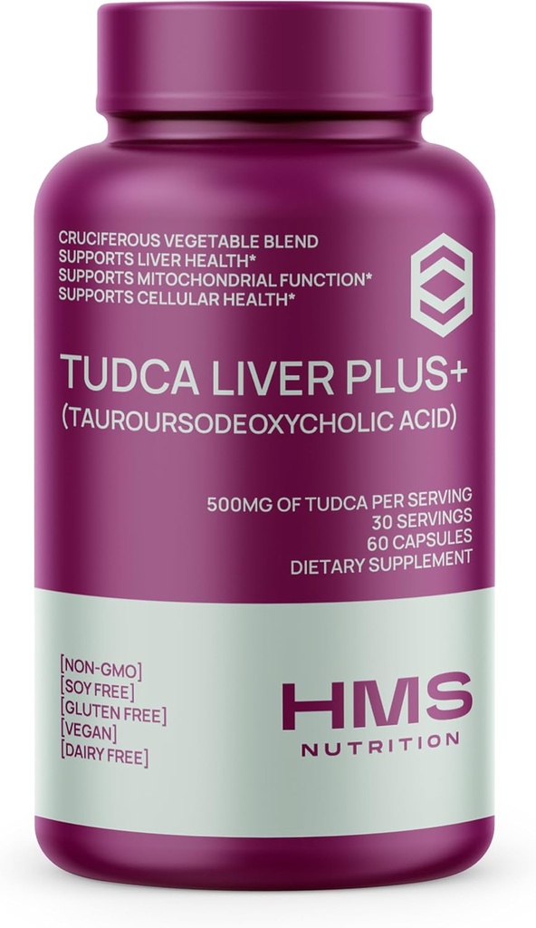 TUDCA lever Plus +, leverstøtte supplement til lever rense med mælk tidsel frø ekstrakt, vitamin B12, Folate, Tudca bile salt supplement (Tauroursodeoxycholsyre), 60 kapsler, 1 måned Supply