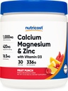 Nutricost Calcium Magnesium Zink med D3- vitamin pulver, 30 Servering (Fruit Punch) - Calcium (1000 MG) Magnesium (420 MG) Zink (16.5 MG) Vitamin D3 (30 MCG) - Gluten Free, Non- GMO