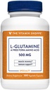 Den Vitamin Shoppe L- Glutamin 500MG, En gratis form Aminosyre, Understøtter muskel Inddrivelse & immunforsvar (300 kapsler)