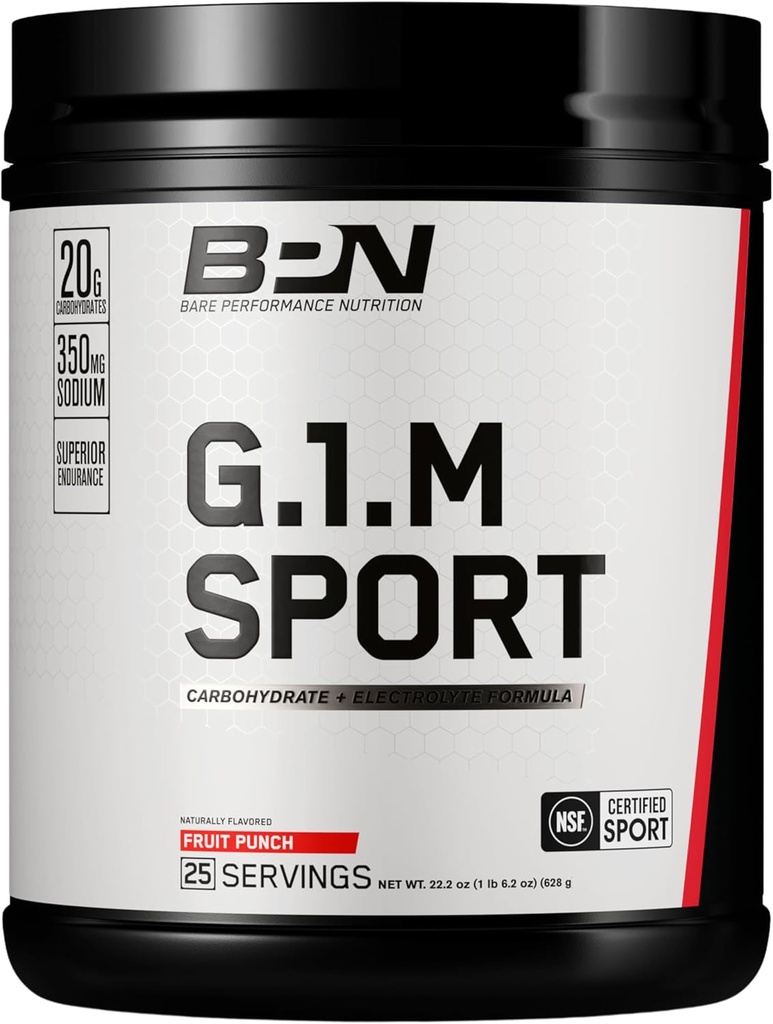 BARE YDEEVNE NETRITION, BPN G.1.M Go One more Sport, Endurance Training Fuel, Superior Carbohydrat & Elektrolytes Powder Formel, Reducere træthed, Frugt Punch, 25 Serveringer