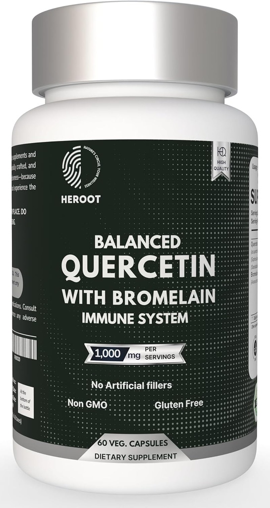 500mg Quercetin med bromelain kapsler: Respiratory Support Non- GRO- 124; Gluten Free Memories 124; Understøtter total sundhed og velvære (60 kapsler)
