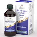 Hyldebær Gratis immunstøtte Syrup til børn og voksne - Perfekt blend af økologisk sort frø, gurkemeje, Clove, kanel & hvidløg - Toddler immunbooster uden økologisk hyldebær Syrup