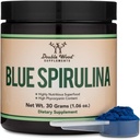 Blue Spirulina Powder - Maksimum 35% Phycocyinindhold, Superfood Powder fra Blue- Green Algae, Blander til smoothies og Protein Drinks, Plant Food Farvelægning (One Month Supply) af Dobbelt Træ