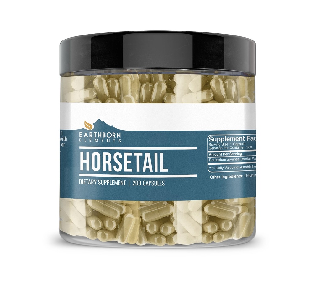 Earthborn Elements Horsetail 200 Capsules, Pure & Undiluted, No Additives