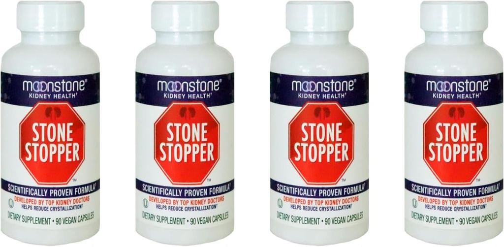 Moonstone Nyre Sundhed Stone Stopper Kapsler, 4 Pack 90 Kapsler per flaske, 90 dages forsyning (360 Tæl)