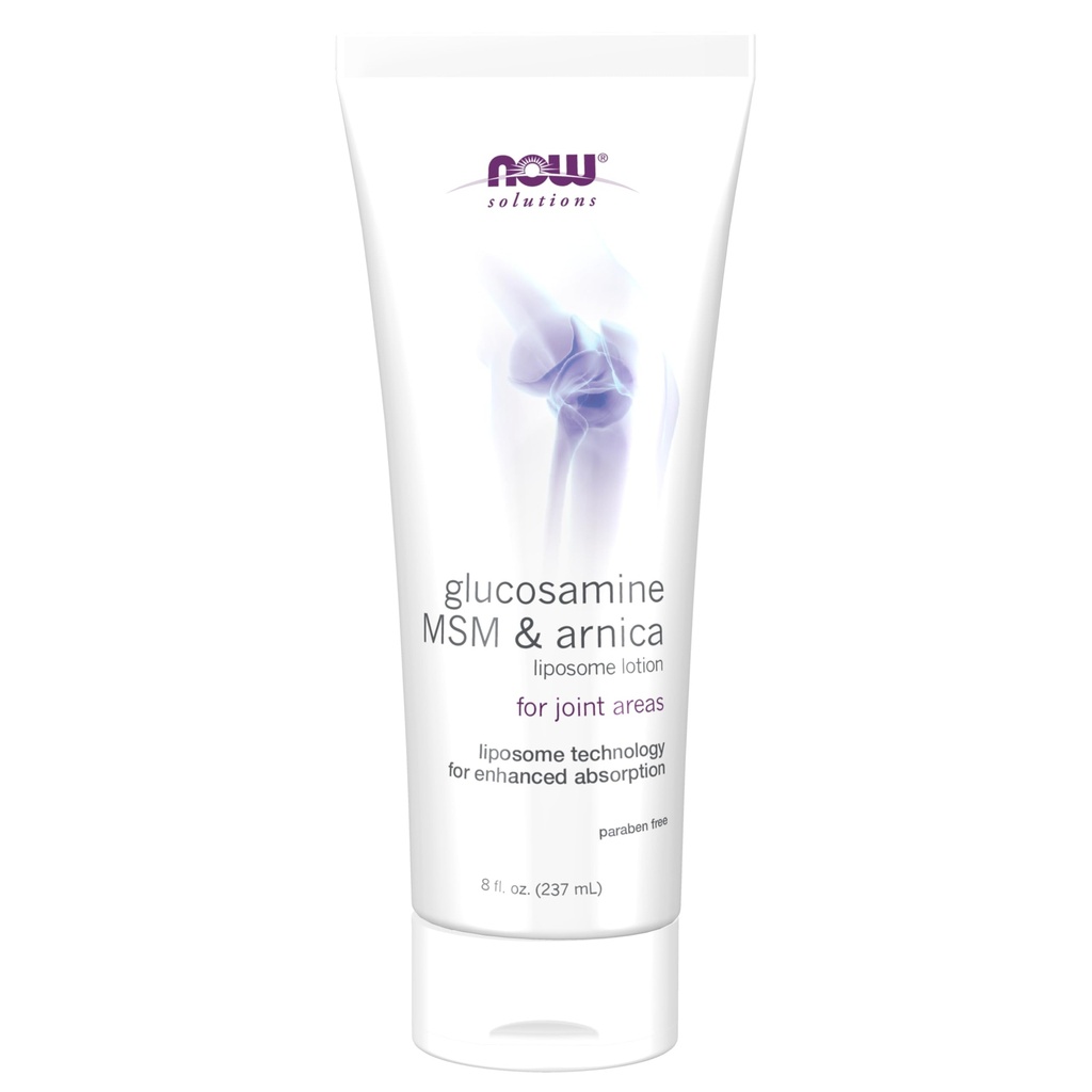 Now Foods Solutions, Glucosamin, MSM og Arnica Liposome Lotion, For fælles områder, Liposome teknologi til forbedret absorption, 8-Ounce