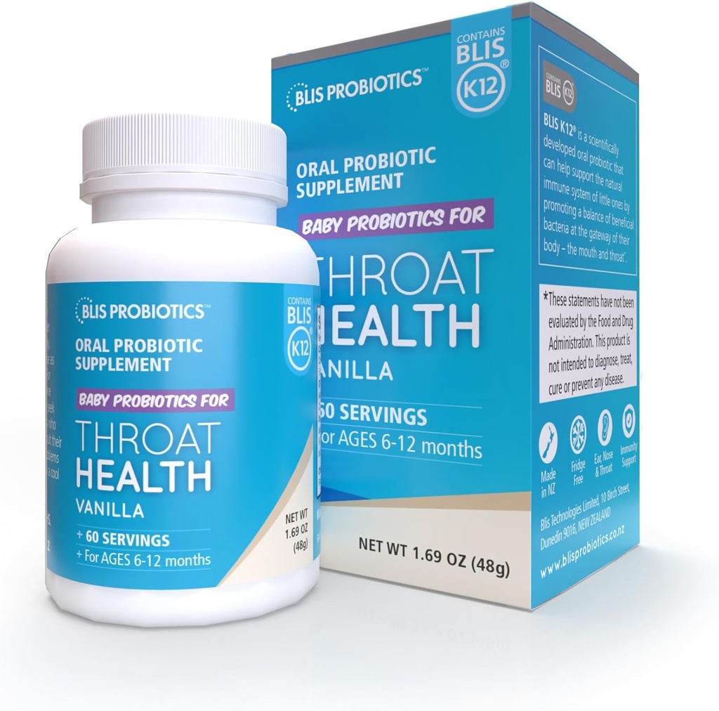 BLIS Baby ThromatHealth Probiotisk pulver - K12 Probiotisk, Øre, Næse, Thromat immunforsvar - 60 doser