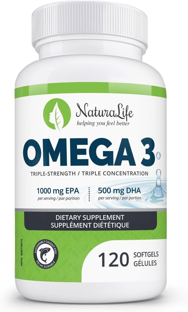 Triple Strength Omega 3 Fish Oil Capsules Measures 124; High EPA & DHA Measures 124; 1000mg Measures 124; 100% naturlige essentielle fedtsyrer