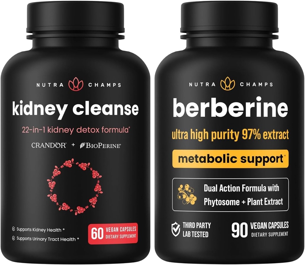 NutraChamps Complete Nyre Sundhed: Berberine & Nyre Rense Duo