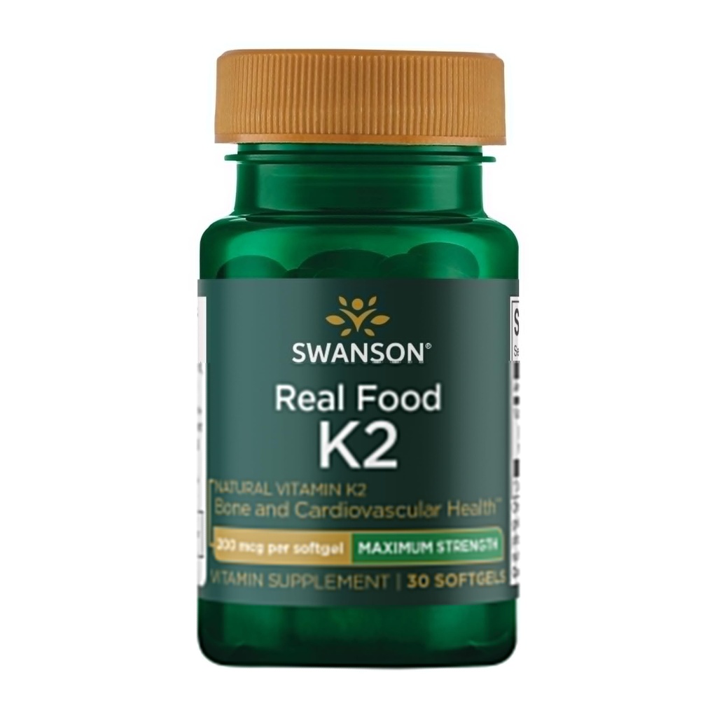 Swanson Maksimal styrke Vitamin K2 (Menaquinone- 7) -Vitamin supplement støtte cardiovaskulær og bone health- Lavet af japansk Nato til at hjælpe Regulere Calcium (30 Softgels, 200mcg Hver)