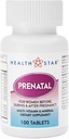 Health Star Prenatal Vitaminer til kvinder før, under og efter graviditet Prenatal- Postnatal Multivitaminer med folinsyre & Min for Graviditet Support 124; Daglig Graviditet tillæg, 100 tabletter