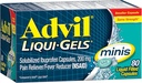 Advil Liqui- Gels Minis Pain Reliever og Feber Reducer, Smertemedicin for voksne med Ibuprofen 200mg for smertelindring - 80 flydende fyldte kapsler